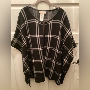 Michael Kors Poncho Black/Ivory Plaid (L)